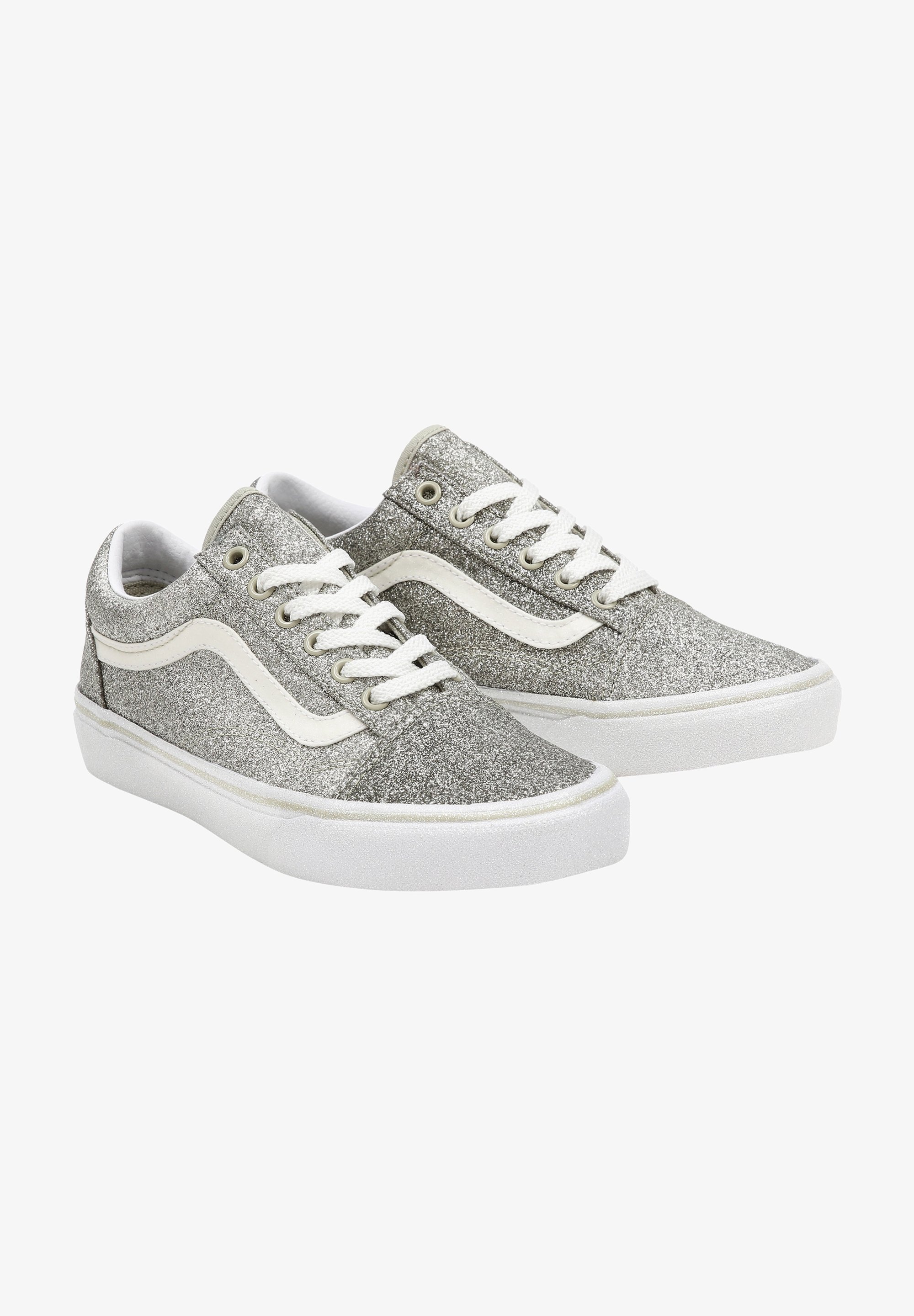 Baskets Basses Chaussures Argentées Paillettes Baskets éclair