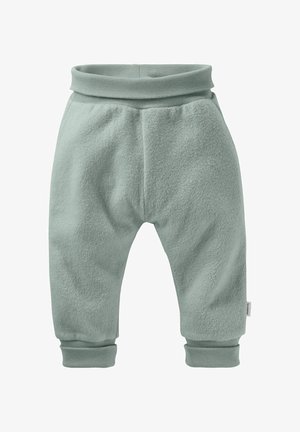 Mintgrüne Fleece-Hosen mit weicher Textur, elastischem Bund und gerippten Bündchen. Verfügt über ein einfaches, zulaufendes Design.