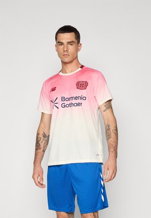 Lichtgewicht, korte mouwen voetbalshirt in een gradient van roze naar wit, met een ronde hals, het logo van Barmenia Gothaer en een gestructureerde stof.