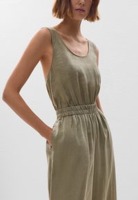OYSHO LINEN STRAPPY LONG - Overall / Jumpsuit - mottled green