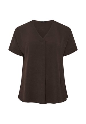 Evans, PLUS SIZE SHORT SLEEVE TOPS - Bluse - chocolate