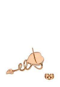 Orecchini in metallo dorato con un design a spirale a forma di cuore, inclusa una fermatura a forma di cuore. Finitura liscia, stile moderno.