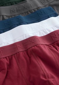 Pieci vīriešu bokseršortus komplekti krāsās: tumši zaļa, pelēka, tumši zila, balta un bordo. Katram no tiem ir teksturēts elastīgais jostasvīrs ar "NEXT" logotipu.