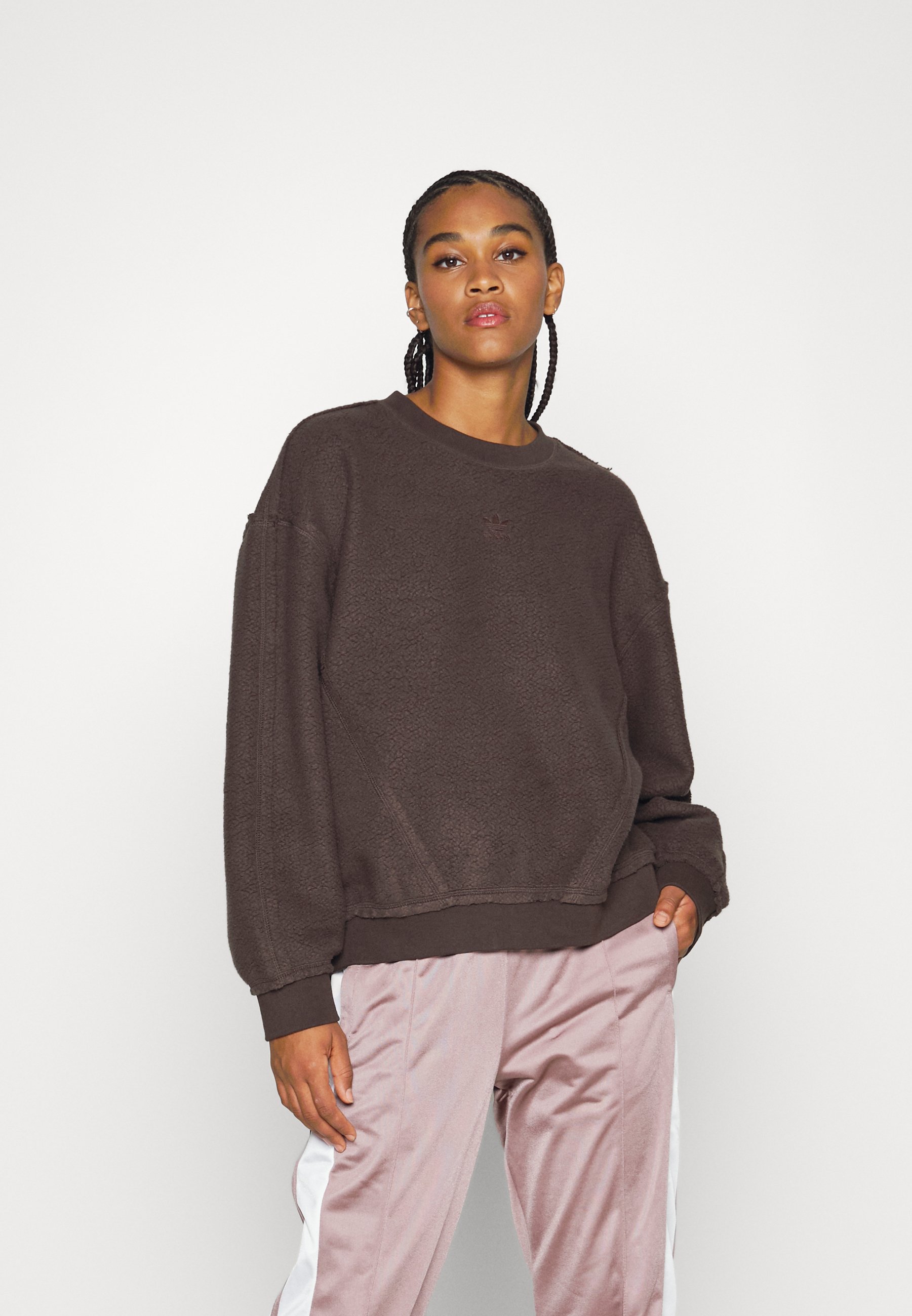 adidas Originals Fleece trui - dark brown/donkerbruin - Zalando.nl