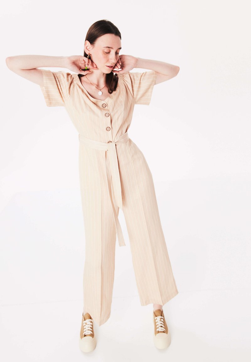 Damen Kleider | Twist Jumpsuit natural/braun - GS85447 Damen Kleider | Twist Jumpsuit natural/braun - GS85447