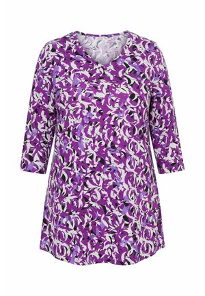 Ulla Popken, LONGSHIRT, GRAFISCHER DRUCK, V-AUSSCHNITT, 3/4-ARM - Langærmet T-shirt - purple