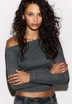 Langærmet T-shirt - mottled dark grey