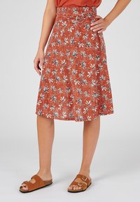 Damart À BOUCLE - Gonna a campana - orange fleuri
