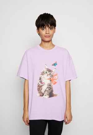 OVEDYE KITTEN GRAPHIC - Print T-shirt - lilac