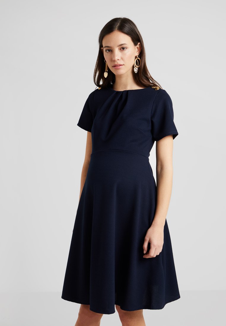Dorothy Perkins Maternity BUTTON SHOULDER DETAIL DRESS Dorothy Perkins BUTTON THROUGH MIDI DRESS - Jerseykjole - navy