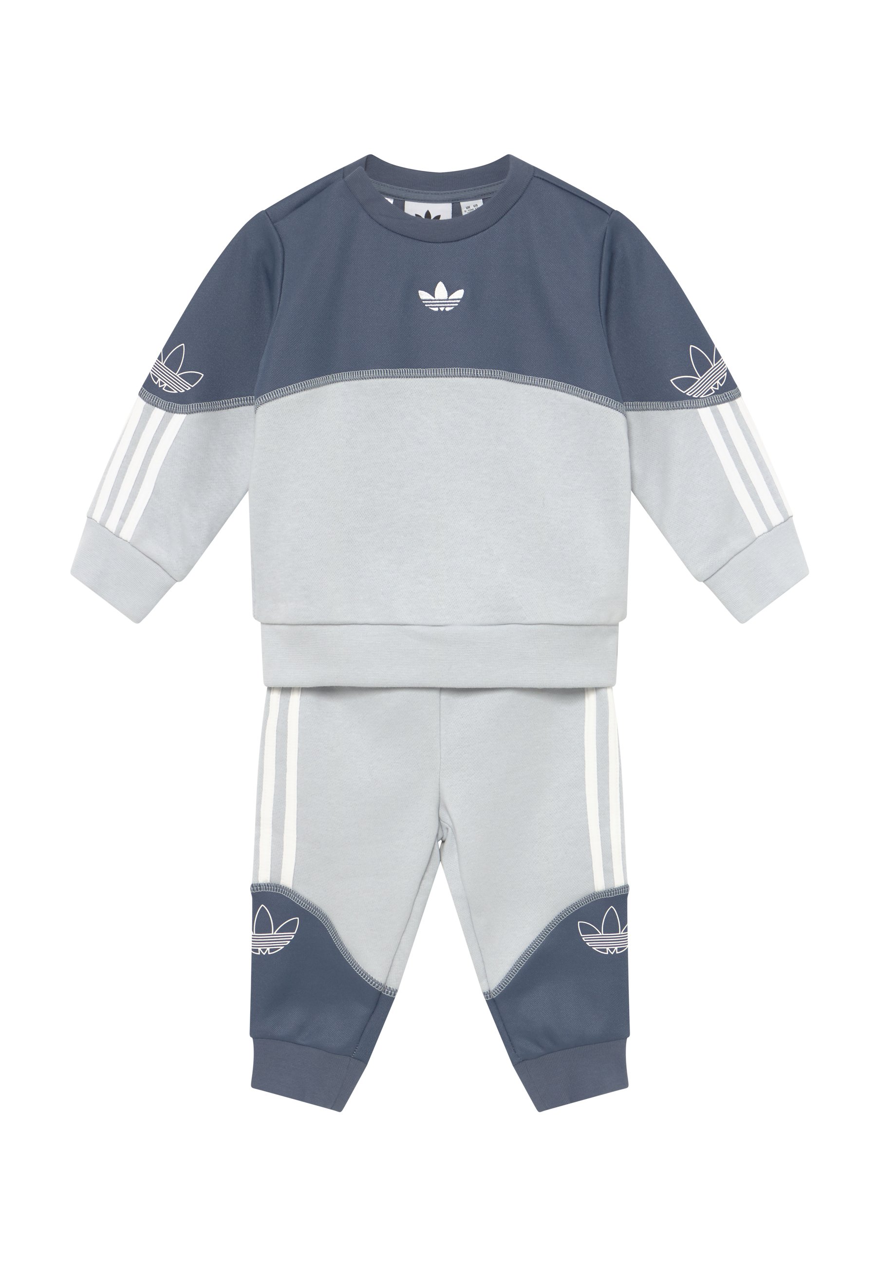 adidas Originals OUTLINE CREW SET - Tracksuit - grey/white/grey - Zalando.ie