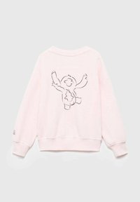 Felpa leggera rosa pallido con stampa di un personaggio dei cartoni animati sul retro, con polsini e orlo a coste per una vestibilità comoda.