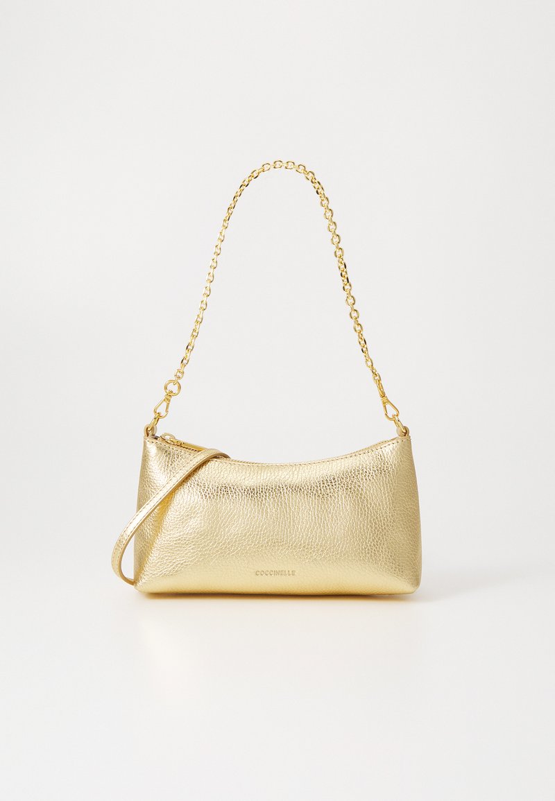 Coccinelle Aura Mini Bag - Borsa A Tracolla In Pelle Granata, Colore Pale Gold, Con Catena Rimovibile - 4