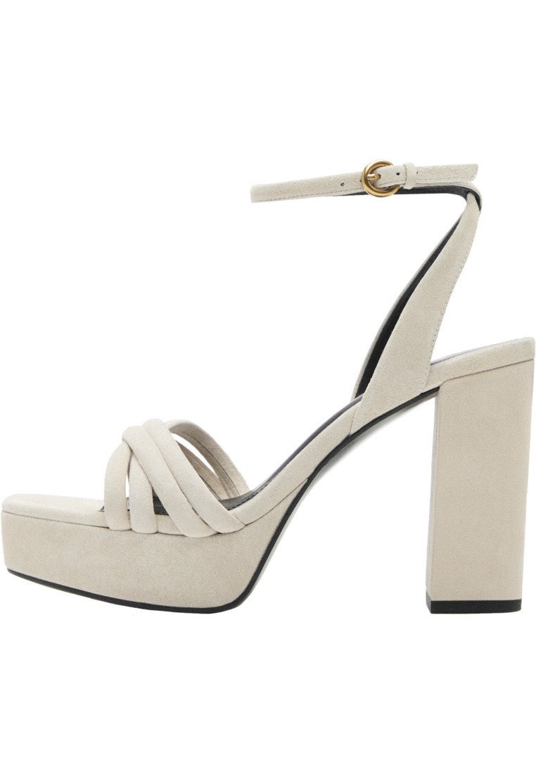 Massimo Dutti SUEDE - Sandali con tacco - beige - Zalando.it