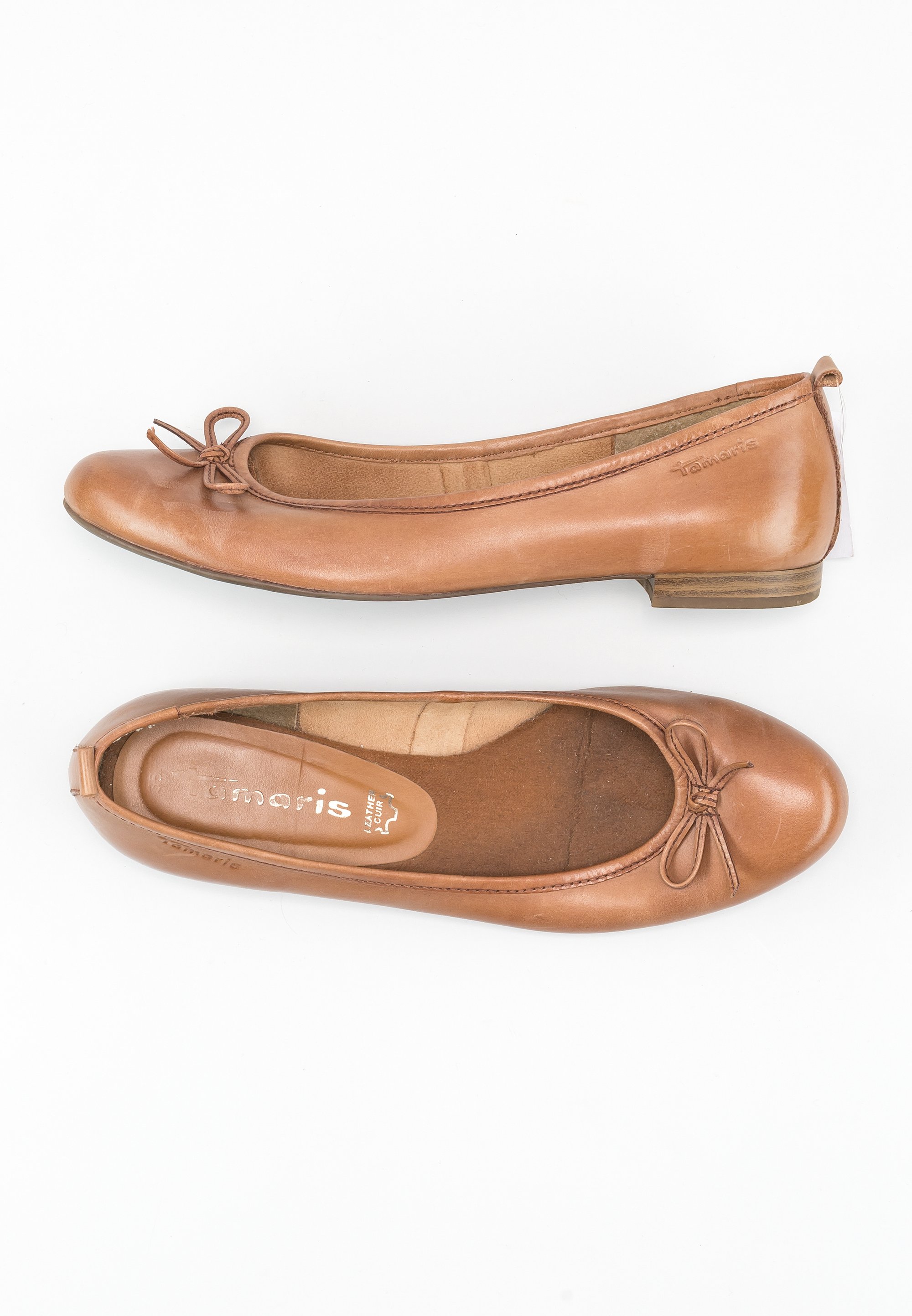 Leather Leder Ballerina Cognac Brown Ballerinas Braun Tamaris