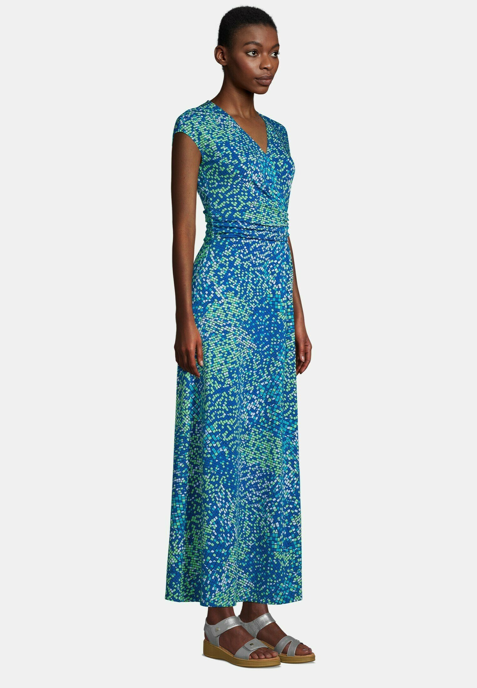 Maxi dress - deep sea navy mosaic geo 