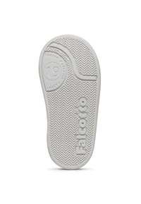 Semelle en caoutchouc blanche avec texture en chevrons, portant la marque "Falcotto" et la taille "19" embossée sur le côté.