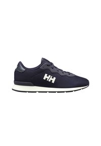 Sneakers in rete blu con logo bianco, punta rotonda, chiusura con lacci sul davanti e suola bianca a contrasto. Design leggero con tomaia testurizzata.