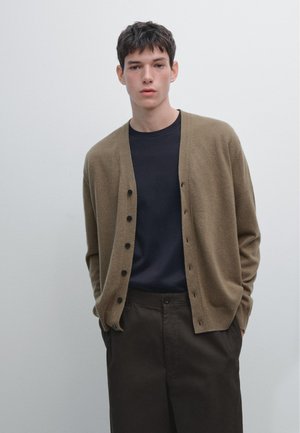 Massimo Dutti V-NECK - Kardigan - khaki