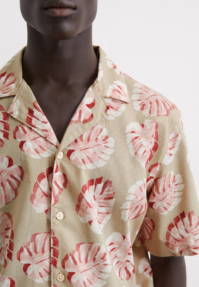 Marc O'Polo CAMP COLLAR SHORT SLEEVES SLITS AT SIDE SEAMS - Hemd - multi  pure cashmere/beige - Zalando