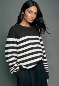 Next CREW NECK - Džemper - black white stripe