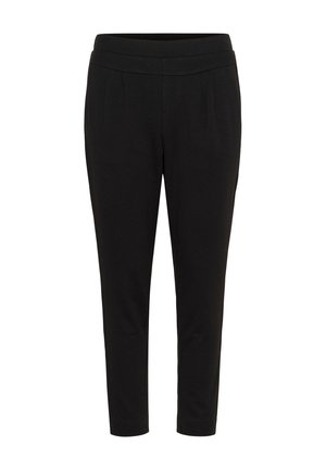 Pantalons noirs ajustés jusqu'aux chevilles avec une taille haute et des plis à l'avant, conçus pour une coupe slim.