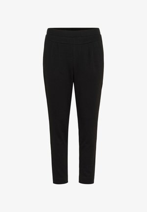 Pantaloni neri su misura lunghi fino alla caviglia con una vita alta e pieghe frontali, progettati per una vestibilità slim.