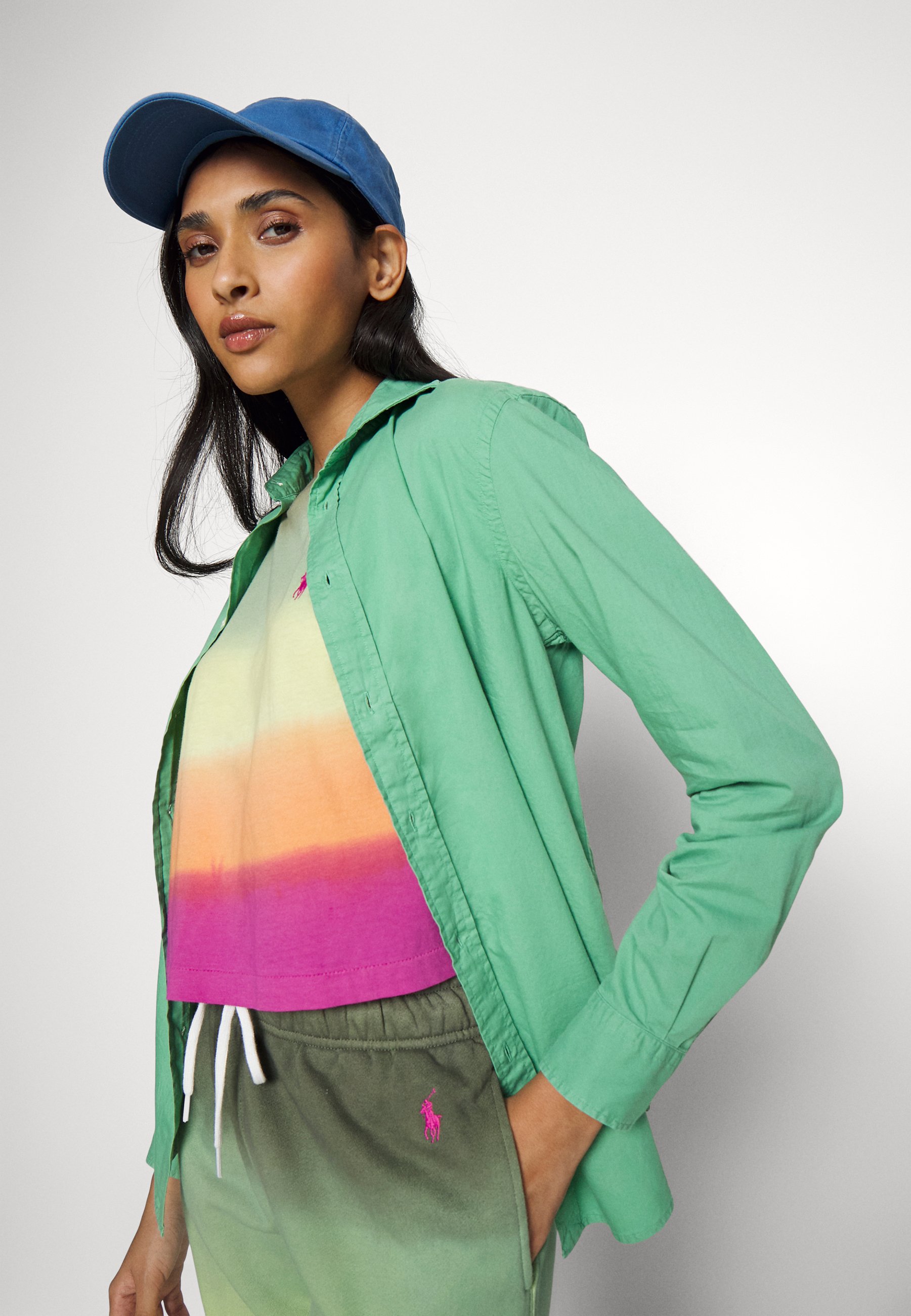 売れ筋商品|||ラルフローレン シャツ レディース トップス Button-down blouse - haven green Polo Ralph Lauren RELAXED LONG SLEEVE BUTTON FRONT SHIRT