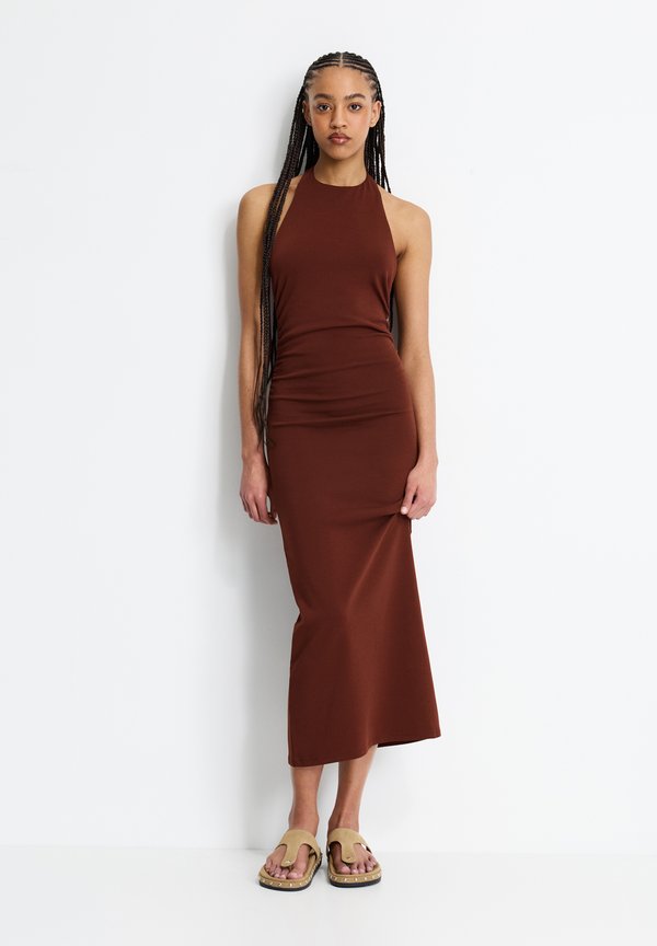 GATHERED HALTER - Maxikleid - copper