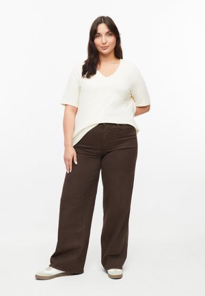 s.Oliver, JEANS-HOSE - Wide Leg - dunkelbraun