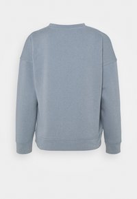 Ljust blå sweatshirt med långa ärmar, rund halsringning och ribbad mudd. Tillverkad av mjukt tyg med en jämn textur; inga synliga logotyper.