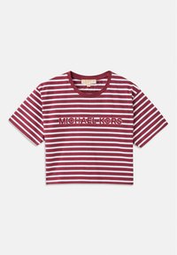 STRIPED CROP LOGO TEE - Triko s potiskem - deep mulberry