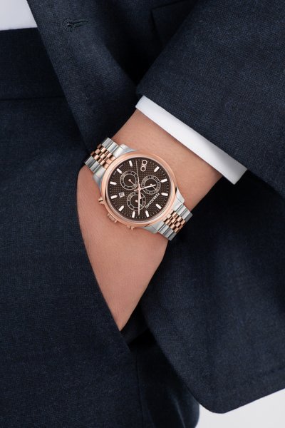 FERRAGAMO DUO - Cronografo - silver-tone  rose gold