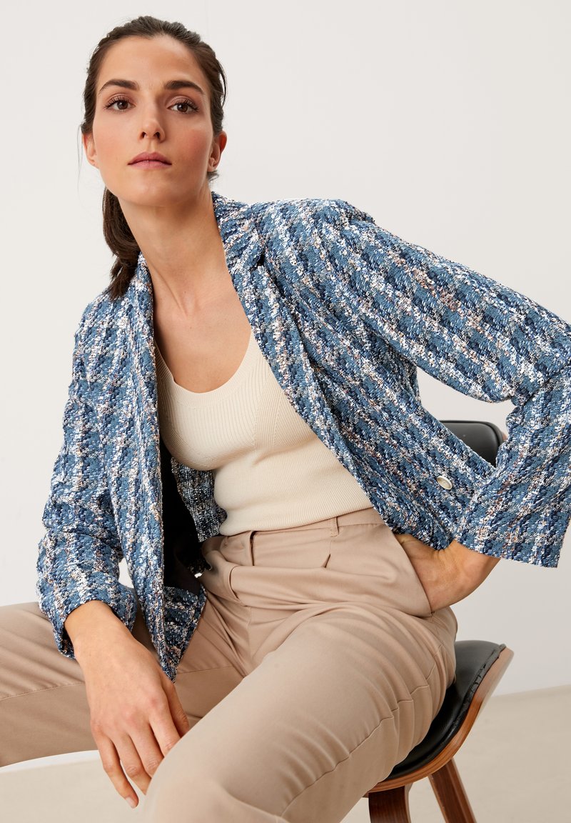 Damen Leichte Jacken | s.Oliver BLACK LABEL Blazer light blue check/hellblau - LW34498 Damen Leichte Jacken | s.Oliver BLACK LABEL Blazer light blue check/hellblau - LW34498