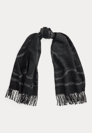 Lauren Ralph Lauren, FRINGE-TRIM BELTING-MOTIF BLANKET SCARF - Шал - black/charcoal