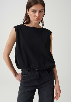 OPUS, CROPPED FLOW FIT - T-shirt basique - black