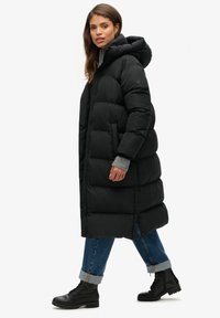 Superdry & Co LONGLINE HOODED PUFFER - Wintermantel - black
