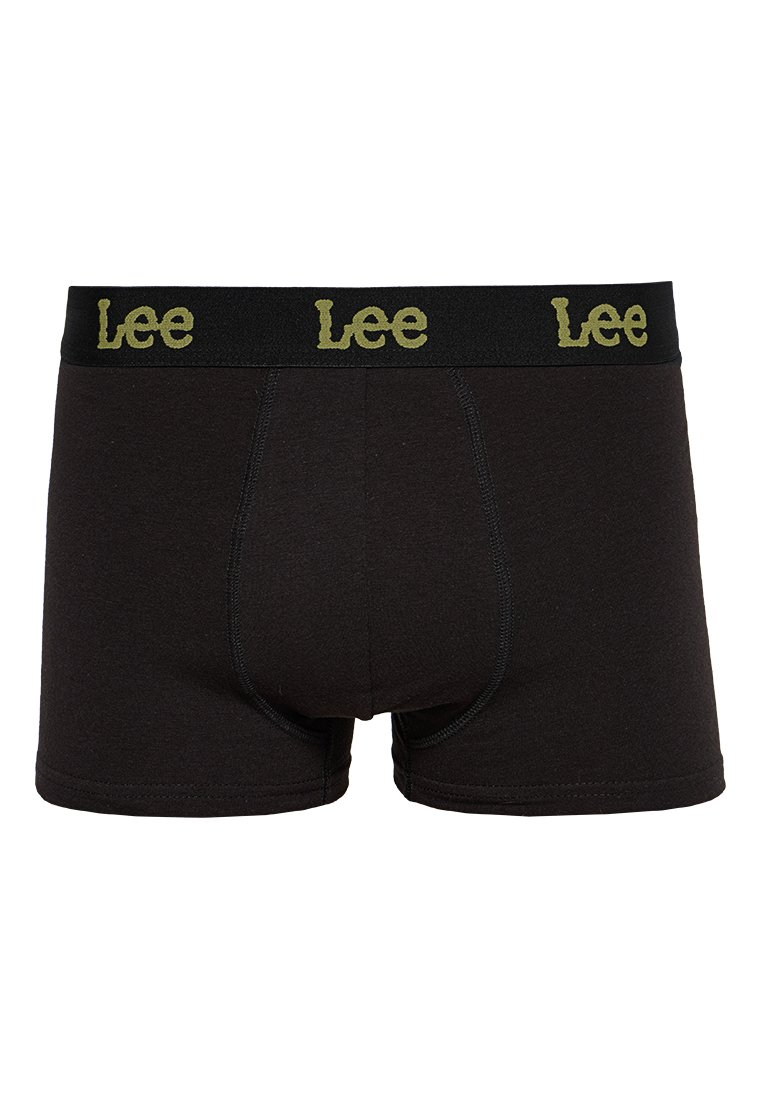 Boxers en coton noirs avec un logo Lee vert contrastant sur la ceinture élastique, dotés d'un design ajusté et d'une texture lisse.
