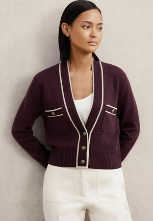 ELOISE - TIPPED V-NECK - Kardigan - burgundy neutral