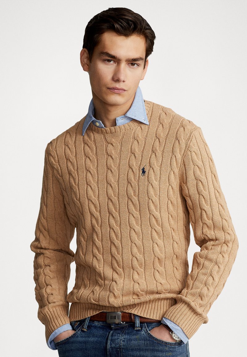 Polo Ralph Lauren CABLE KNIT COTTON JUMPER Pullover camel melange