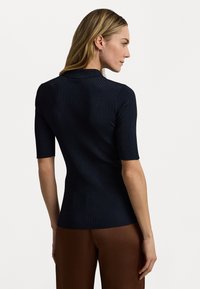 Lauren Ralph Lauren RIB KNIT ELBOW SLEEVE POLO CARDIGAN - Kofta - navy