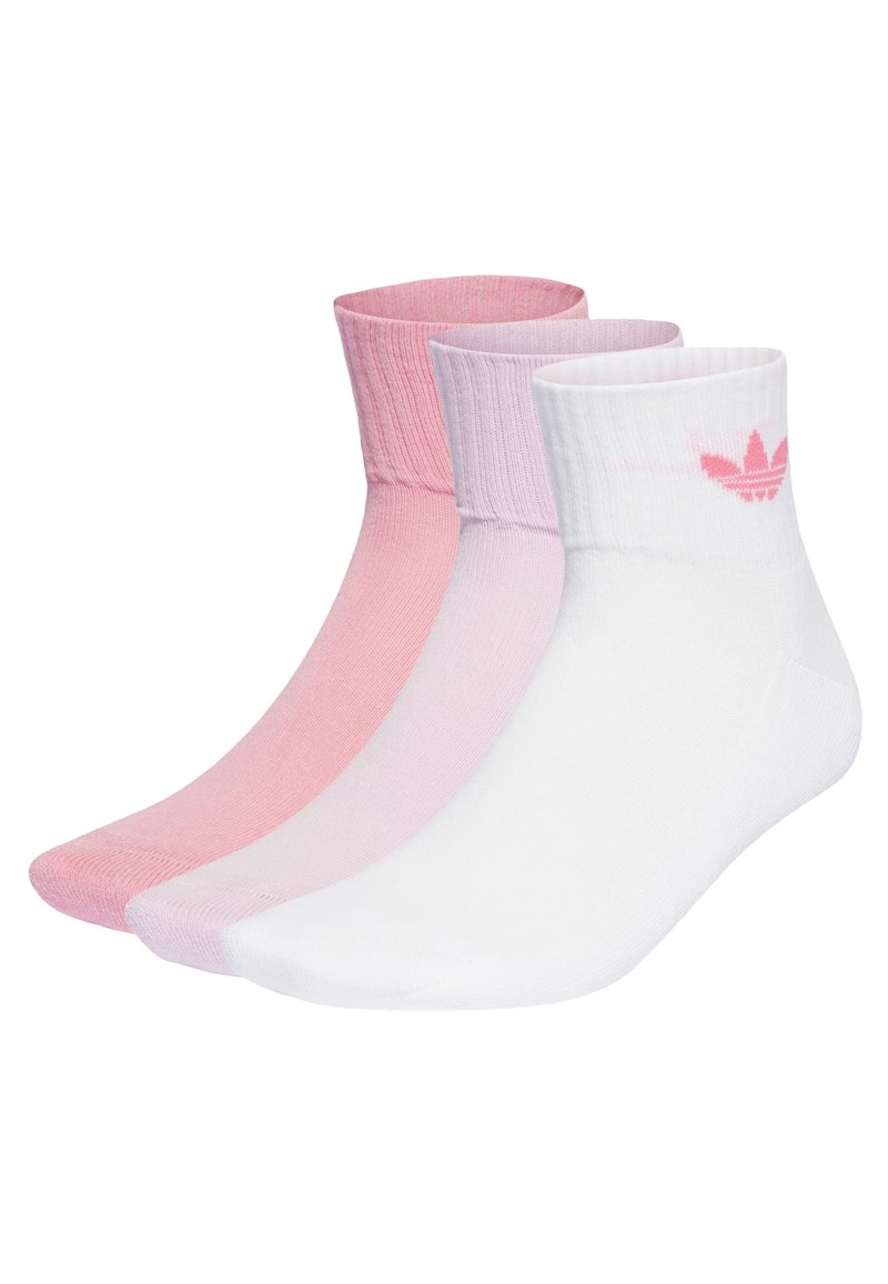 adidas Originals MID ANKLE UNISEX 3 PACK - Čarape - white   orchid fusion   bliss pink