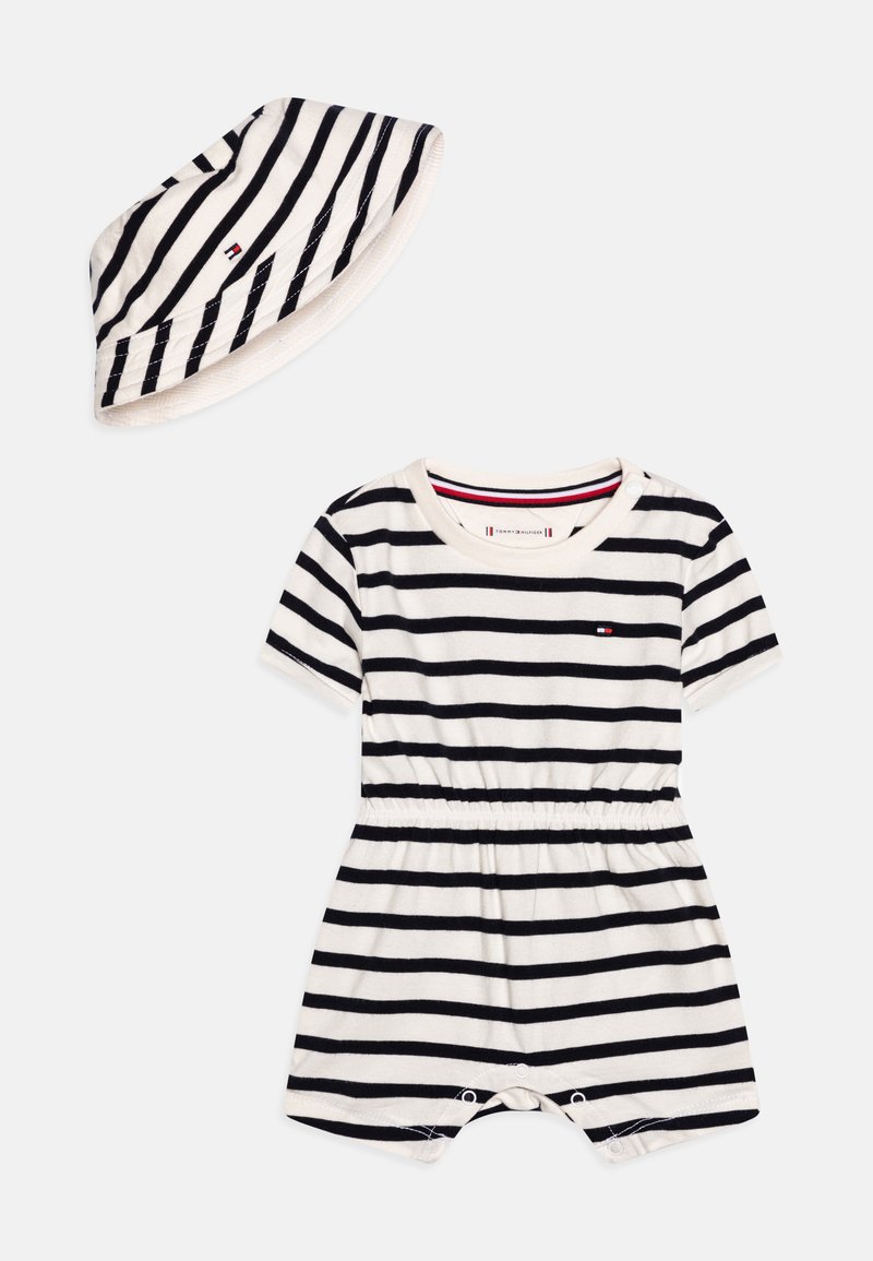 Tommy Hilfiger BABY STRIPED SHORTALL GIFTBOX UNISEX SET Beanie