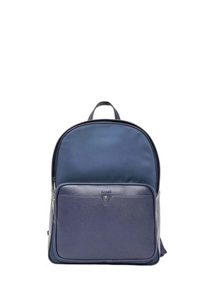 Zaino blu navy con tasca frontale con cerniera, manico superiore, spallacci regolabili e logo GAUDI sulla tasca.
