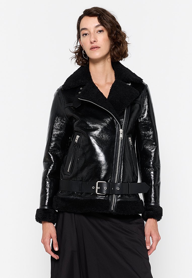 AllSaints Leren jas zwart