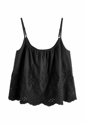 EMBROIDERED SPARKLE SCALLOP HEM CAMI  - Toppi - black