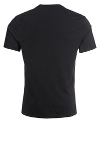 Černé tričko s krátkým rukávem vyrobené z bavlny, s klasickým kulatým výstřihem a hladkou texturou, s jednoduchým, nezdobeným designem.