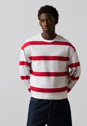 Bershka, LONG SLEEVE STRIPED - TSHIRT - Langarmshirt - red