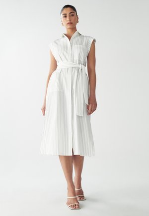KOBE - Shirt dress - white pinstripe