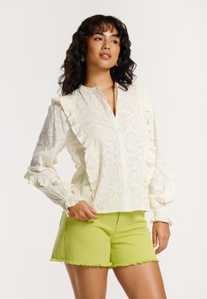Blúzka - white ornamental jacquard